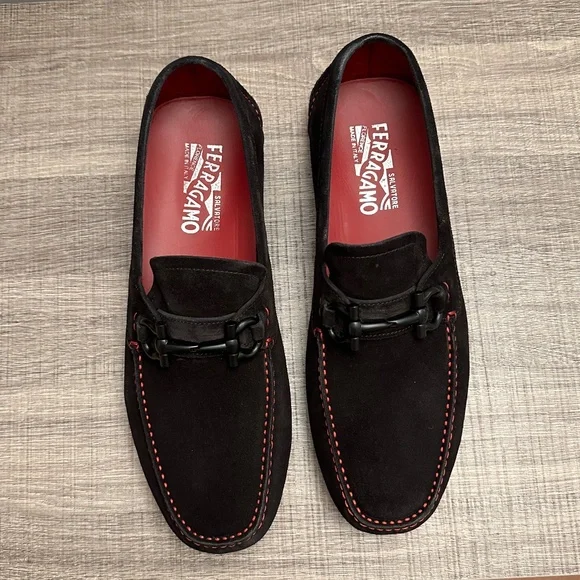 Men\'s Salvatore Ferragamo Parigi Pop Suede Driving Loafers (GREAT CONDITION!) Salvatore Ferragamo Brown Suede Parigi Gancho Driving Shoes  main image 4